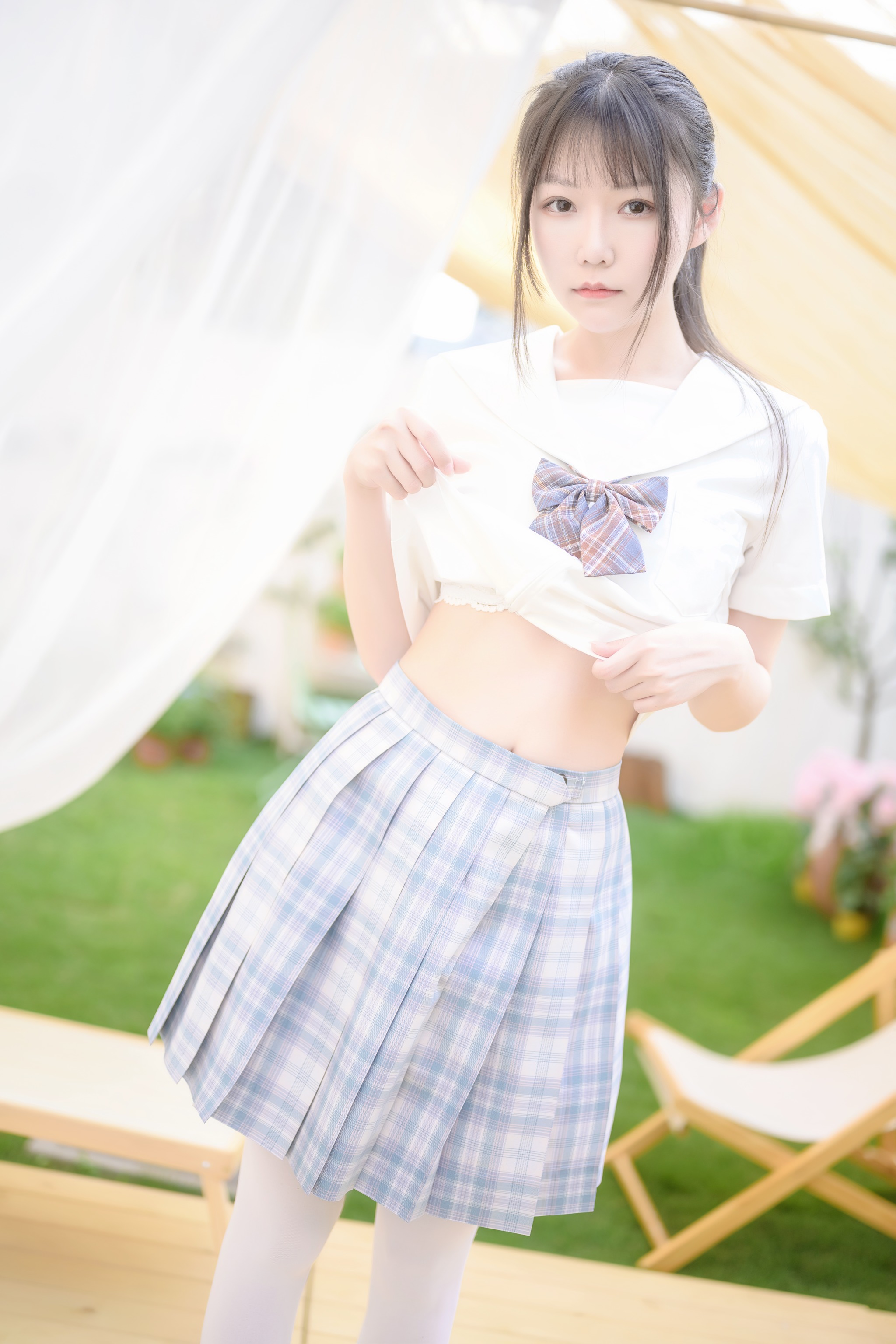 图片[1]-香草喵露露 – NO.009 阳光庭院制服 [50P]-XikXak